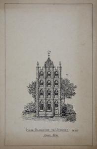 33130 Opstand van de voorgevel van Huize Blijdestein (Oudegracht Weerdzijde 9) te Utrecht.N.B. de Huize Blijdestein ...